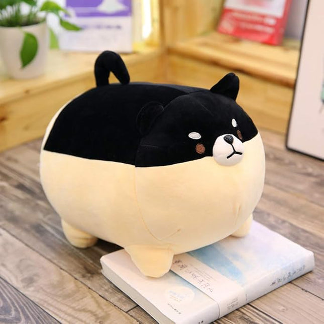 Shiba Inu Dog Plush Pillow,Cute Corgi Shiba Inu Stuffed Animal Toy Doll Gifts for Valentine,Christmas (Black, 15.7 inch)