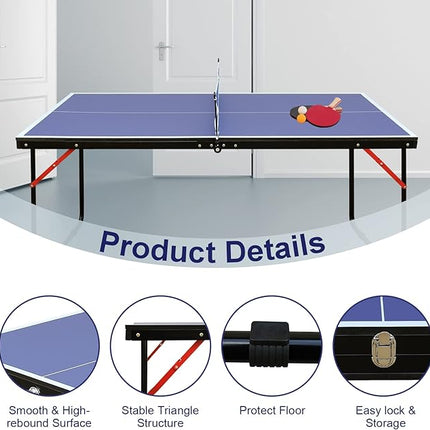 Table Tennis Table Ping-Pong Tables Set - 100 Preassembled Foldable & Portable Ping Pong Family Game Tables for Outdoor Indoor