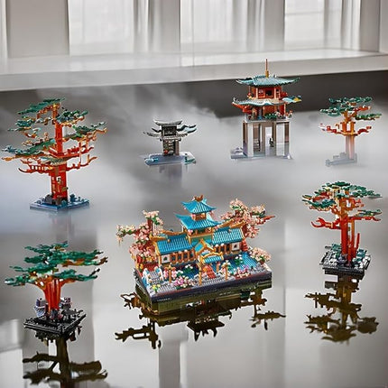 JXRLMB Chinese Classical Suzhou Gardens Micro Building Blocks Sets with Sakura Cherry Tree Challenging Construction Set for Adults, Home and Office Decoration, Gift for Kids Age of 14+ 2350 pcs