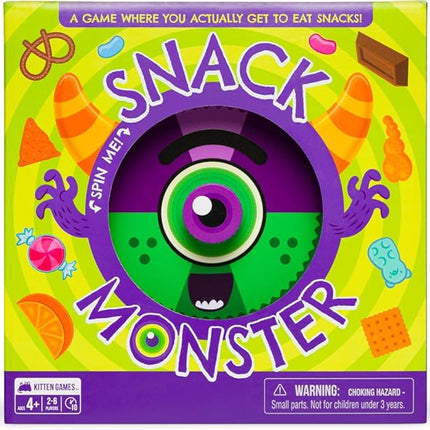 Exploding Kittens Snack Monster 2-6 Players - Ages 4+ - 10 Minutes to Play - Snack Eating Spinner Game - Kid Friendly Card Game, Family Game Night,
