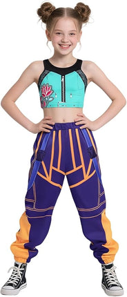Girls Demon Pop Singer Hunters Costume 3-14 Years Stage Dance Idol Cosplay Outfit, Kids Halloween Costumes