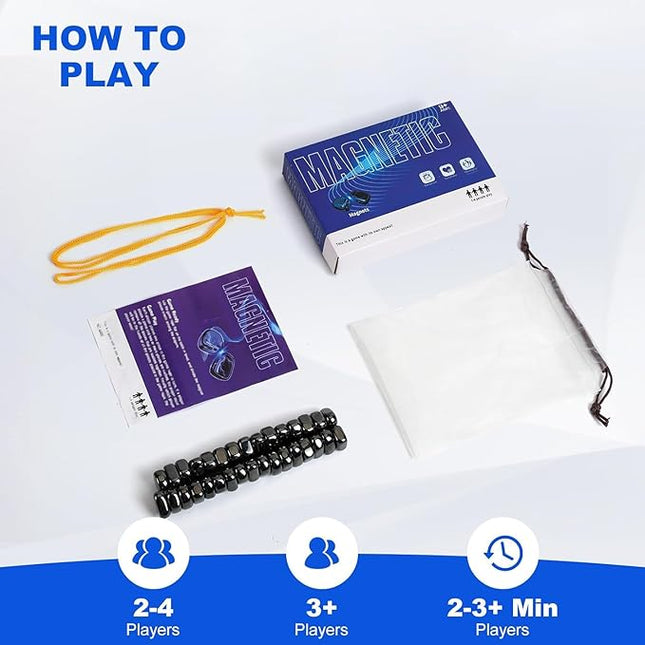 Magnetic Chess Set with 32 Travel-Stones, 3 String & Portable Storage Bag, Strategy Board Game for Family Game Night, Indoor Outdoor Use for Kids Adults (Age 9+)