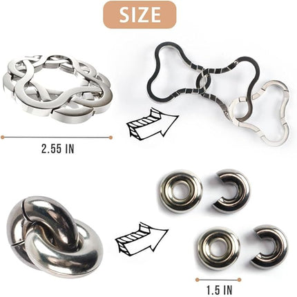Fun Metal Brain Teaser Puzzle Games - Adults Mind 3D Toys -Teens IQ Insight Challenge - Educational Gift for Ages 12+（4PCS）