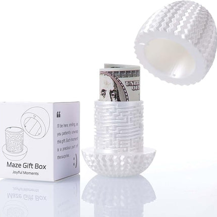 Egg-Shaped Maze Gift Box - Money Box for Cash Gifts, Puzzle Box for Boys & Girls, Easter Gift Box with Hidden Compartments, Easter Present for Birthdays & Special Occasions (White)