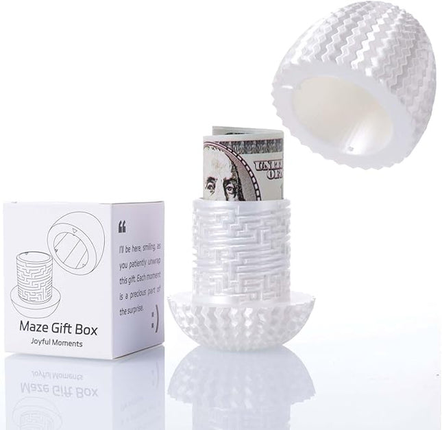 Egg-Shaped Maze Gift Box - Money Box for Cash Gifts, Puzzle Box for Boys & Girls, Easter Gift Box with Hidden Compartments, Easter Present for Birthdays & Special Occasions (White)