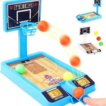 Random Color Tabletop Basketball Game Toys，Office Desktop Basketball Party Favors，Novelty Basketball Shooting Game Carnival Classroom Prizes Goodie Bag Stuffers for Kids Boys Girls(1PACK)