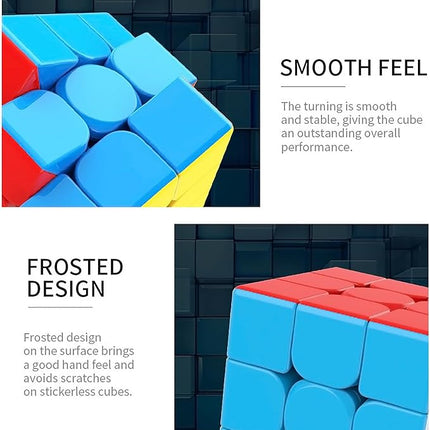 CFMOUR Speed Cube 3x3x3 - Moyu Meilong 3C, Stickerless Magic Cube 3x3, Fast Smooth Turning Vivid Colour 3D Puzzle Brain Toy Travel Games, Turns Quicker Than Original