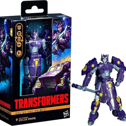 Transformers Age of The Primes Deluxe Class The Thirteen Solus Prime, 5.5-inch Converting Action Figure, Robot Toys for Ages 8+