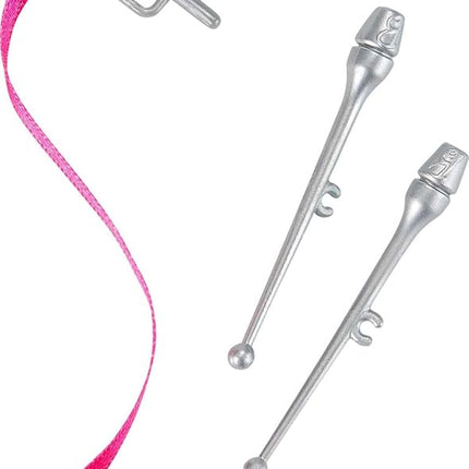 Barbie Rhythmic Gymnast Blonde Doll (12-in/30.40-cm) with Colorful Metallic Leotard, 2 Clubs & Ribbon Accessory, Great Gift for Ages 3 Years Old & Up