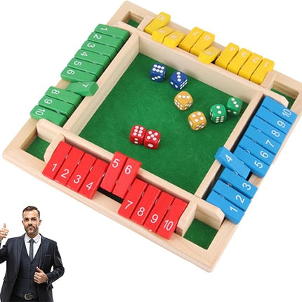 Gettoreach Funny Family Games-Shut The Box Board Game, Shut The Box Games, Wooden 4 Player, Educational Math Game for Families (1pcs-a)