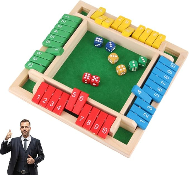 Gettoreach Funny Family Games-Shut The Box Board Game, Shut The Box Games, Wooden 4 Player, Educational Math Game for Families (1pcs-a)