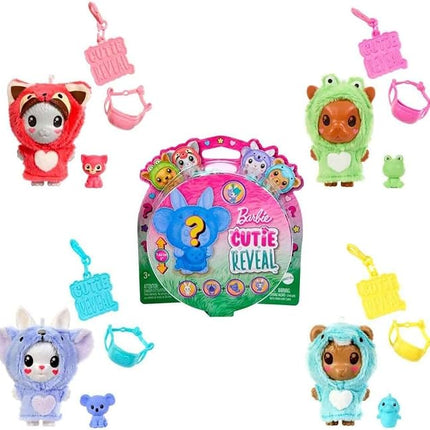 Barbie Cutie Reveal Animal Costume-Themed Pet & Accessories with 5 Surprises Including Mini Pet, Color Change & Clip, HRK32