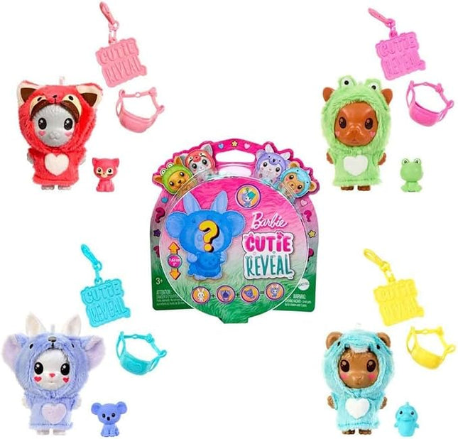 Barbie Cutie Reveal Animal Costume-Themed Pet & Accessories with 5 Surprises Including Mini Pet, Color Change & Clip, HRK32