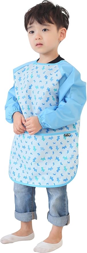 Kids Waterproof Art Smock – Long Sleeve Apron for Painting, Baking, Sensory Play (Ages 1–10)