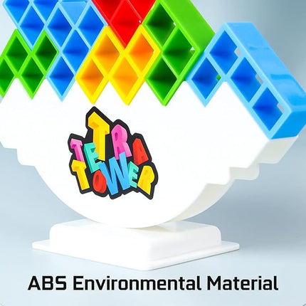 48 Pcs Tetra Tower Balance Stacking Blocks Game, Board Games for 2 Players+ Family Games, Parties, Travel, Kids & Adults Team Building Blocks Toy