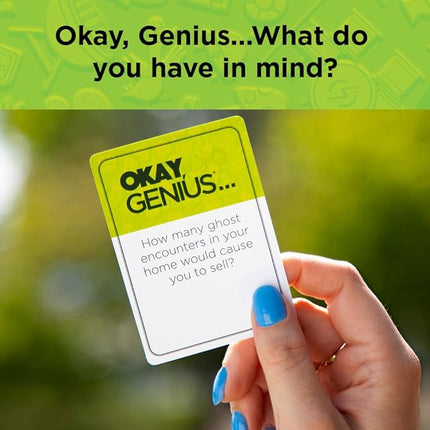 PlayMonster Okay, Genius… Fun Family Game Night Card Game for Teens, Friends & Home - Share Your Opinions on Ridiculous Topics - What Do You Have in Mind?! - for Ages 14 & Up