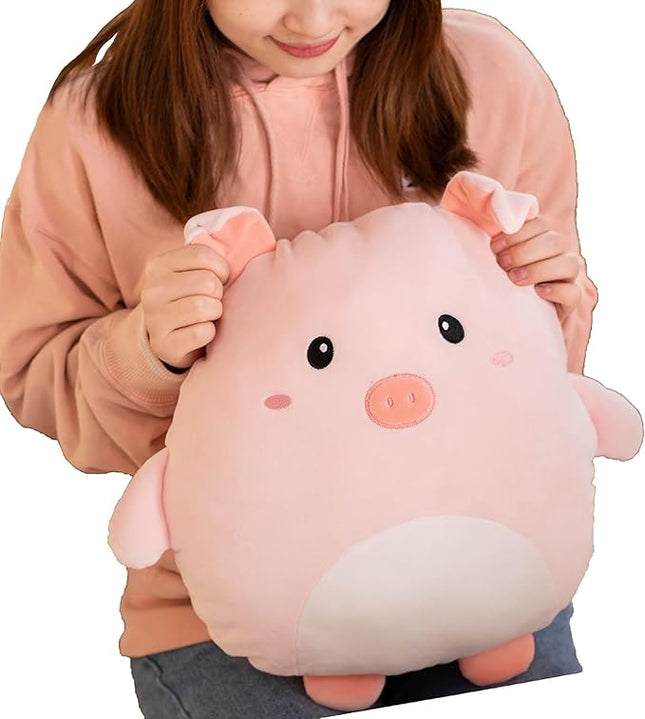 Soft Flat Pig Plush Hugging Pillow Cute Pink Pig Stuffed Animal Piggy Plushies Toys Kids Piglet Anime Cushion for Birthday, Valentine's Day, Christmas...12 Inch