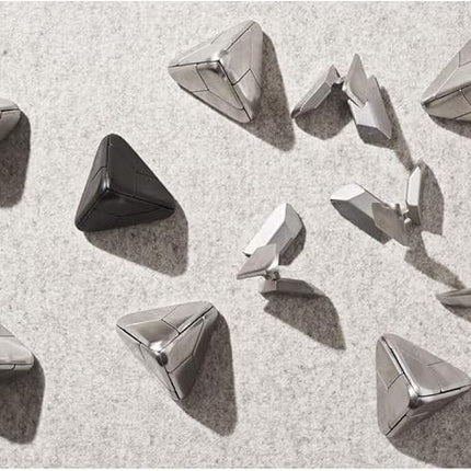 Craighill Tetra Puzzle - Brain Teaser Puzzle for Adults & Kids, 3D Brain Game, Mind-Bending & Satisfying, Aesthetic Home & Office Decor - Stainless Steel