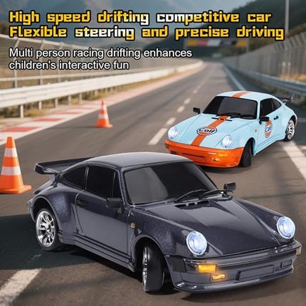 LDRC 1898 1:18 RC Drift Car 911 2.4GHz RWD with Gyroscope on-Road Alloy Body Shell Racing Cars Radio Control (Purple)