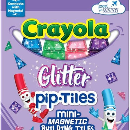 CreateOn Crayola Mini Magnetic PIP-Tiles, Building Set for Kids, Magnetic Building Toys for Kids, STEM Travel Toys for Boys and Girls Ages 3+, 24-Piece Set (Glitter)
