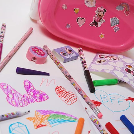 Innovative Designs Disney Minnie Mouse Color and Roll Activity Set with Carrying Case, Stickers, & Art Supplies