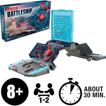 Hasbro Gaming Electronic Battleship Reloaded Board Game, Naval Combat Strategy Game with Sounds, Lights, Special Attacks, Ages 8 and Up, 1-2 Players