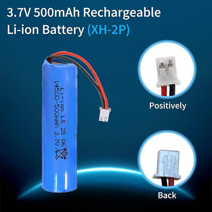 14500 Rechargeable Battery, 3.7V 500mAh Li-ion Battery XH-2 Pin Plug with USB Charger Cable for Flashlights, Electric Toys, DIY Battery Pack, Bluetooth Speakers