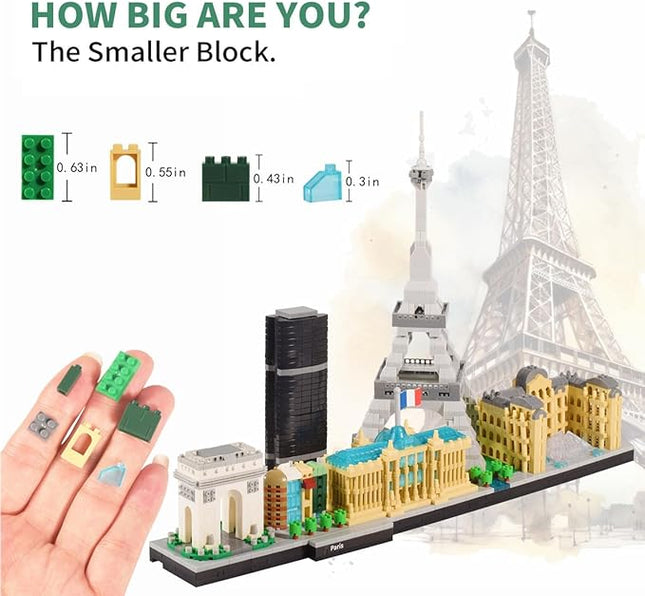 Architecture Series Mini Bricks for Adults and Teens,Paris Skyline Collection,3680 PCS, Micro Building Blocks Set Model Kit,Landmark Model