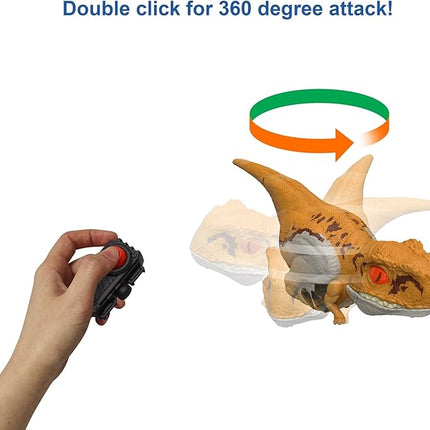 Mattel Jurassic World Dominion Uncaged Dinosaur Toy with Clicker-Controlled Motion & Sound, Click Tracker Atrociraptor Tiger Dino Action Figure