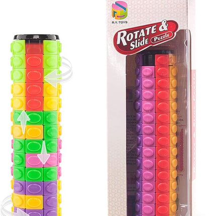 R.Y.TOYS Rotate and Slide Puzzle-Design Patent,Fidget Toys(Restore/Create)-8 Colors,15 Layers-Detach Piece for Quick Play,Brain Teaser,Sensory Toys,Stocking Stuffers,Easter Basket Stuffer Essentials