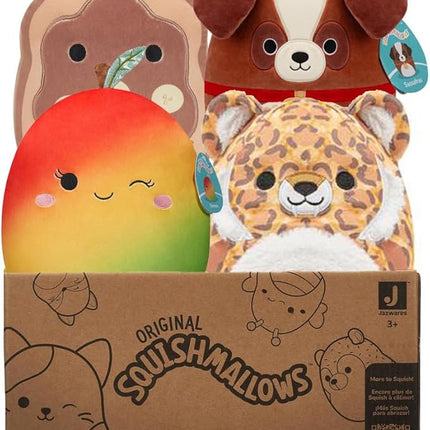 Squishmallows Official Kellytoy 8" Plush Mystery Pack - Styles Will Vary in Surprise Box That Includes 4 8" Plush Plush Collectible Soft & Squishy Mini Stuffed Animal Toy