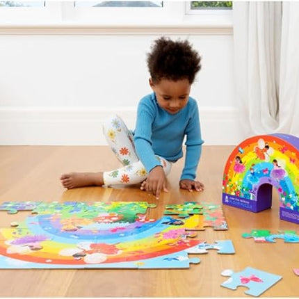 Crocodile Creek 36-Piece Jigsaw Floor Puzzle - Fun Floor Puzzles for Kids Ages 3-5 - Heavy-Duty Shaped Box for Storage - Over The Rainbow - 24" W x 18" H Finished