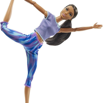 Barbie Made to Move Doll with 22 Flexible Joints & Curly Brunette Ponytail Wearing Athleisure-wear for Kids 3 to 7 Years Old