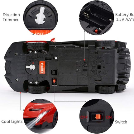 QUN FENG Remote Control RC CAR Racing Cars Compatible with Lamborghini Veneno Officially Licensed 1:24 Toy RC Cars Model Vehicle for Boys 6,7,8 Years Old,red