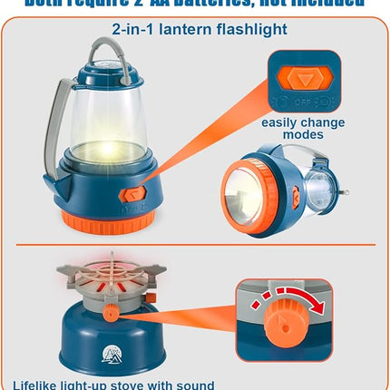 Meland Kids Camping Set with Tent - Camping Gear Toy with Pretend Play Outdoor Toy for Toddlers Birthday Gift