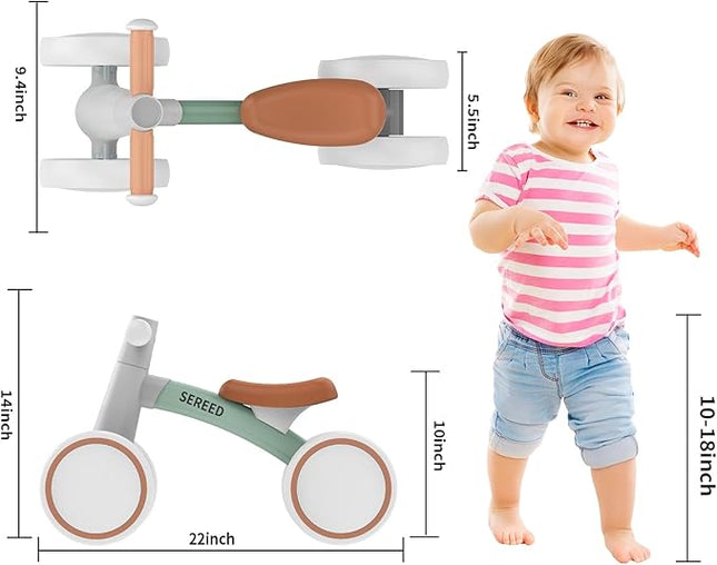 SEREED Baby Balance Bike for 1 Year Old Boys Girls 12-24 Month Toddler Balance Bike, 4 Wheels Toddler First Bike, First Birthday Gifts