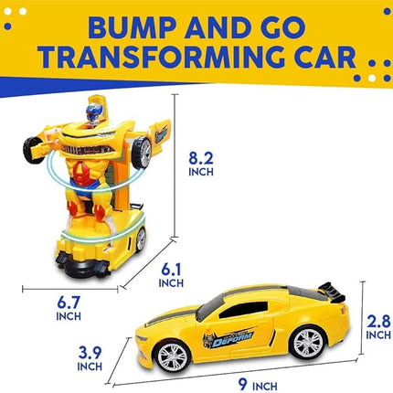 Toysery Transforming Robot Car - One Button Transformation Toy Car with Realistic Engine Sounds, LED Lights and 360 Degree Rotation Speed Drifting Function