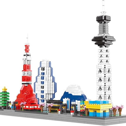 Japanese Architecture Tokyo Skyline Micro Building Blocks for Adults and Kids Ages of 14+ – Challenging Construction Set 1880 Pieces, Perfect Home and Office Decoration