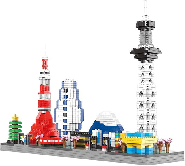 Japanese Architecture Tokyo Skyline Micro Building Blocks for Adults and Kids Ages of 14+ – Challenging Construction Set 1880 Pieces, Perfect Home and Office Decoration