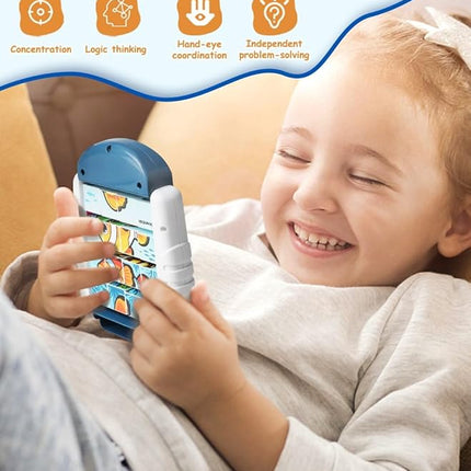 16-Piece Rotating Puzzles for Kids 4-6, Toddlers Puzzles 2-4, Road Trip, Airplane Activities Game, Travel Toys - Brain Teaser, Fine Motor Skills - Birthday Gifts Boys & Girls - Marine Life