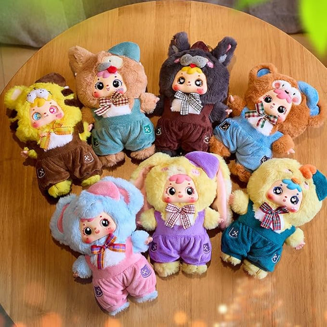 Kawaii Plush Blind Box,Cute Plush Blind Box Figures Keychain,Cartoon Dog Tiger Monkey Rabbit Chicken Elephant Collectible Toys,Random Design Unboxing Stuffed Animal Toy Girls Birthday Gifts,Single Box