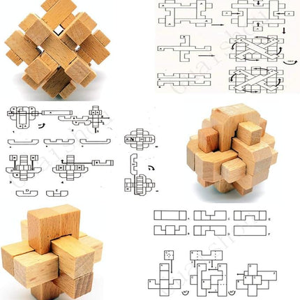 Guaishou 10-in-One 3D Small Wooden Puzzles Kongming Lock IQ Test Toy for Teens and Adults