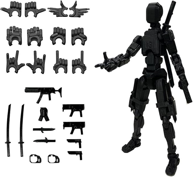 Assembed 3D Printed 5.54'' Stick 13 Action Figure, Multi-Jointed Titan13, Articulated T13 Desktop Decoration,12 in 1 T13 Accessories Best Birthday Festival Gift