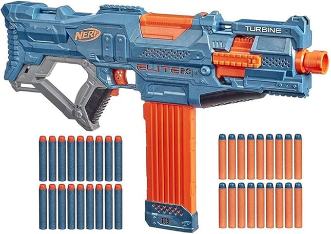 Nerf Elite 2.0 Turbine CS-18 Motorised Blaster, 36 Nerf Darts, 18-Dart Clip, Built-in Customising Capabilities
