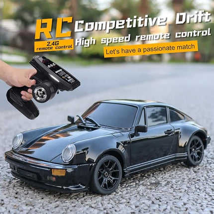 LDRC 1898 1:18 RC Drift Car 911 2.4GHz RWD with Gyroscope on-Road Alloy Body Shell Racing Cars Radio Control (Purple)