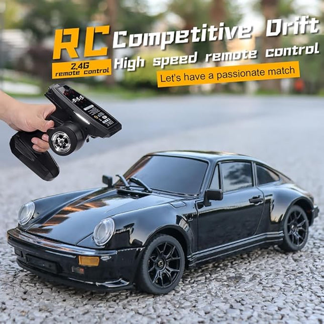 LDRC 1898 1:18 RC Drift Car 911 2.4GHz RWD with Gyroscope on-Road Alloy Body Shell Racing Cars Radio Control (Purple)
