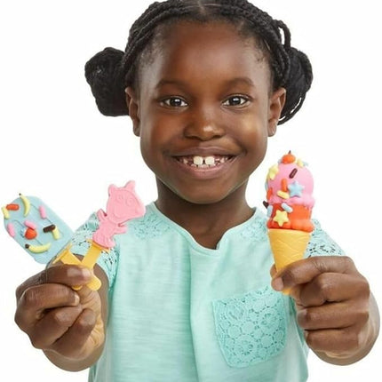 Play-Doh Peppa's Ice Cream Playset with Ice Cream Truck, Peppa and George Figures, and 5 Non-Toxic Modeling Compound Cans, Peppa Pig Toy for Kids 3 Years and Up