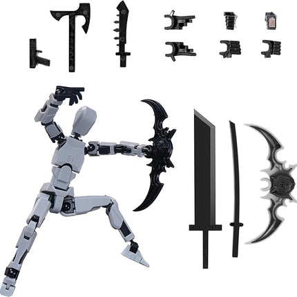 T13 Model13 Action Figure,Magnetic Travel Toys for Kids, Lucky 13 Movable Figures,Multiple Gestures and Play Styles,Tabletop Decorations and Gifts for Gaming Enthusiasts. (Gray)