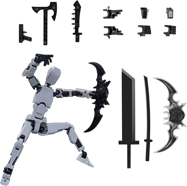 T13 Model13 Action Figure,Magnetic Travel Toys for Kids, Lucky 13 Movable Figures,Multiple Gestures and Play Styles,Tabletop Decorations and Gifts for Gaming Enthusiasts. (Gray)