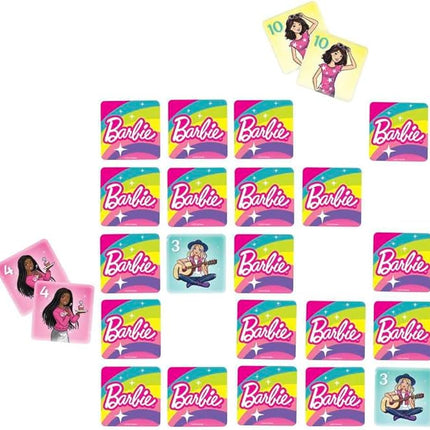 Mattel Games Barbie 5-in-1 Kids Games Set Decorated with Fashion Doll Graphics for Family & Game Nights, Parties & Travel